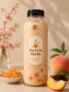 Hình ảnh Hồng trà sữa thạch đào 