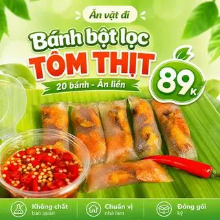 Hình ảnh Bánh bột lọc Huế Tôm Thịt (20 bánh) bánh chính ăn liền