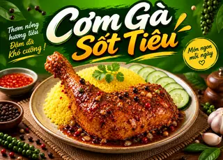 Hình ảnh Cơm Gà Sốt Tiêu