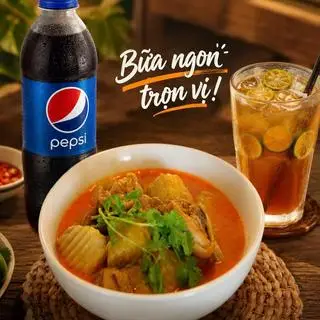 Hình ảnh Bún Cà Ri + Nước tuỳ chọn+ tặng kèm nhãn xuồng tráng miệng