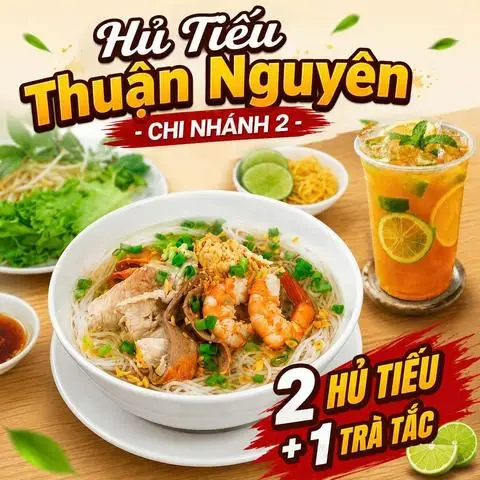 Hình ảnh Combo 1 Hủ Tiếu Hoành Thánh + 1 Hủ Tiếu Bò Viên + 1 Trà Tắc