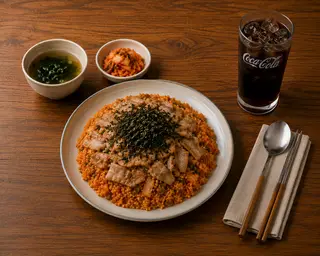 Hình ảnh Cơm rang kim chi - thịt ba chỉ heo Lát mỏng - rong biển vụn