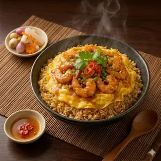Hình ảnh Cơm Tôm Phủ Trứng Sốt XO