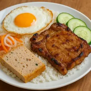 Hình ảnh CƠM SƯỜN+CHẢ+ỐP LA
