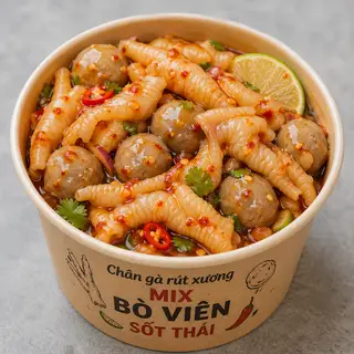Hình ảnh Chân Gà Mix Bò Viên Sốt Thái