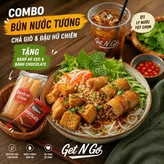 Hình ảnh COMBO TIỆN LỢI/ 1 Bún nước tương thập cẩm+1 ly nước tặng kèm bánh tráng miệng