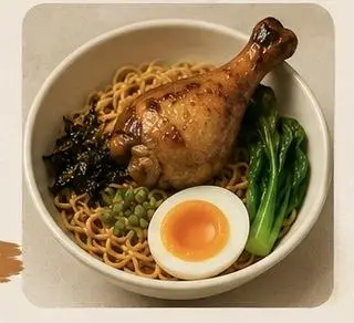 Hình ảnh Mì trộn gà sốt mắm tỏi