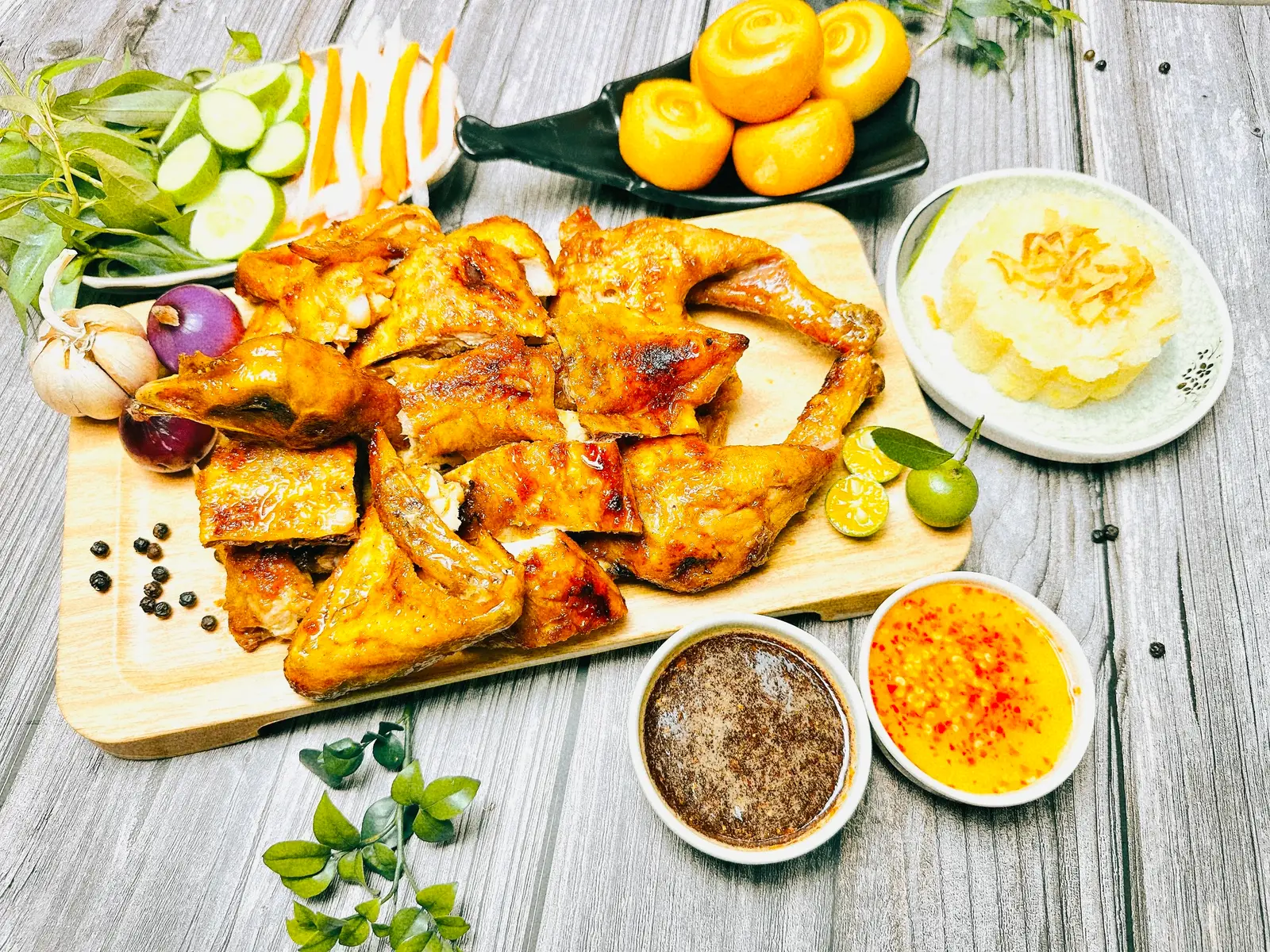 Hình ảnh Combo Gà quay nửa con + Cơm lam