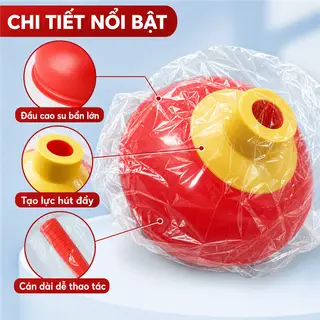 Hình ảnh Cây thông bồn cầu đầu cao su lực hút mạnh kèm cán dài