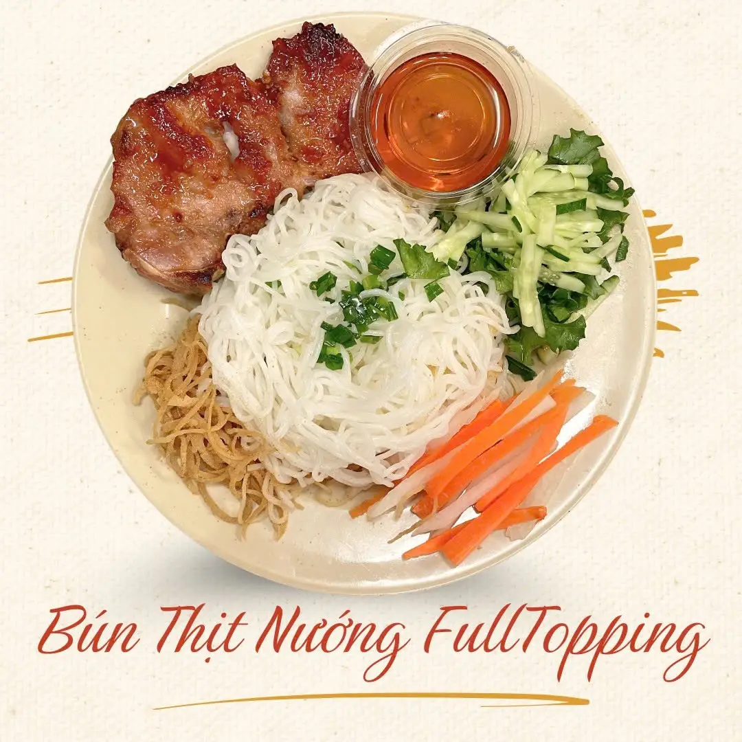 Hình ảnh Bún thịt nướng full topping 