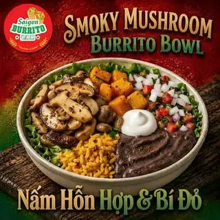Hình ảnh Smoky Mushroom Burrito Bowl | Nấm & Bí Đỏ