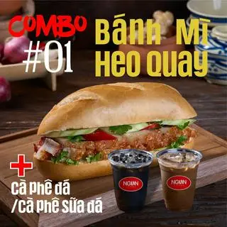 Hình ảnh Bánh mì heo quay+ Coffee đá hoặc Coffee sữa 