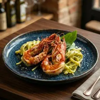 Hình ảnh Mì pesto tôm áp chảo