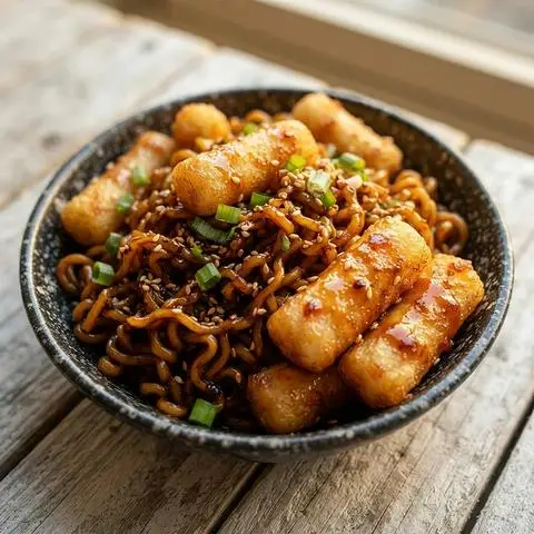 Hình ảnh Mì Trộn Indomie Kèm Tokbokki Chiên
