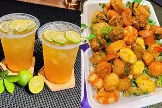 Hình ảnh Combo Cá viên chiên LỚN + 2 ly trà tắc