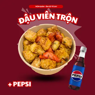 Hình ảnh Đậu hũ và viên chiên trộn tê cay + nước ngọt