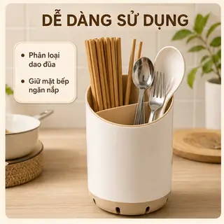 Hình ảnh Ống Đựng Muỗng Đũa Nhiều Ngăn Thoát Nước Cho Nhà Bếp