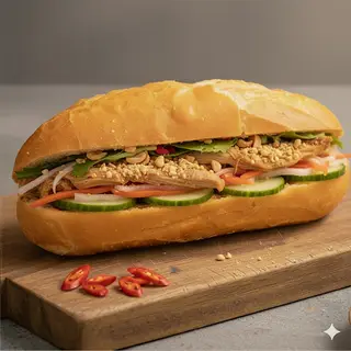 Hình ảnh Bánh mì chim cút nướng xé cay