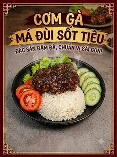 Hình ảnh Cơm Gà Má Đùi Sốt Tiêu