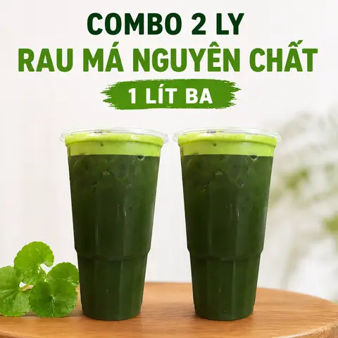 Hình ảnh ( quán Đãi) Combo  2 Ly Rau Má Nguyên Chất 1300ml siêu to khổng lồ 
