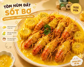 Hình ảnh Sise Vừa - Tôm Hùm Đất Sốt Bơ Không Cay Phù Hợp Bé Nhỏ - Bắp