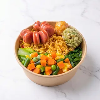 Hình ảnh Mì Trộn Indomie Xúc Xích Bông Hoa & Chả Cá Cốm