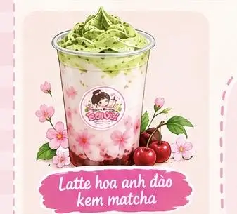 Hình ảnh Latte Hoa Anh Đào Kem Dẻo Matcha 