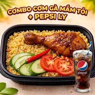 Hình ảnh combo cơm gà mắm tỏi + 1 ly nước