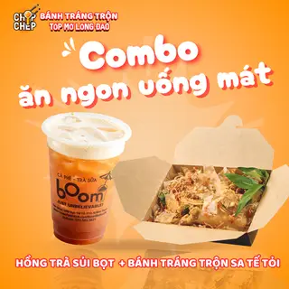 Hình ảnh Combo Ăn Ngon Uống Mát : Hồng Trà Sủi Bọt + Bánh Tráng trộn Satế Tỏi