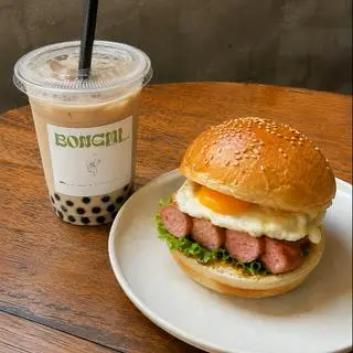 Hình ảnh Combo Trà sữa/ trà trái cây + Hamburger