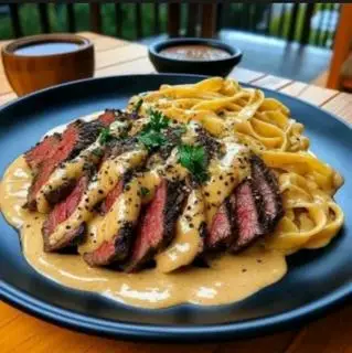 Hình ảnh pasta phô mai Steak