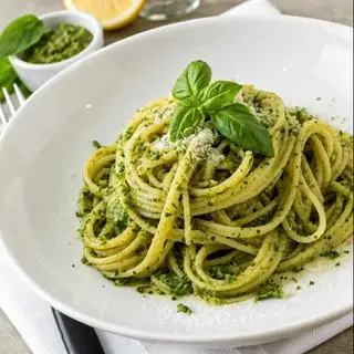 Hình ảnh Spaghetti with creamy pesto sauce