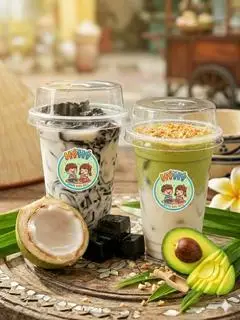 Hình ảnh (Combo 2Ly) Bơ già dừa non +sữa dừa sương sáo [MUA 3 LY BẤT KỲ TẶNG 1 BỊCH BÁNH TRÁNG ] 