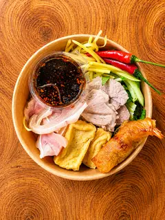 Hình ảnh Bún Nước Tương Đậu Thịt Tai Chả Giò