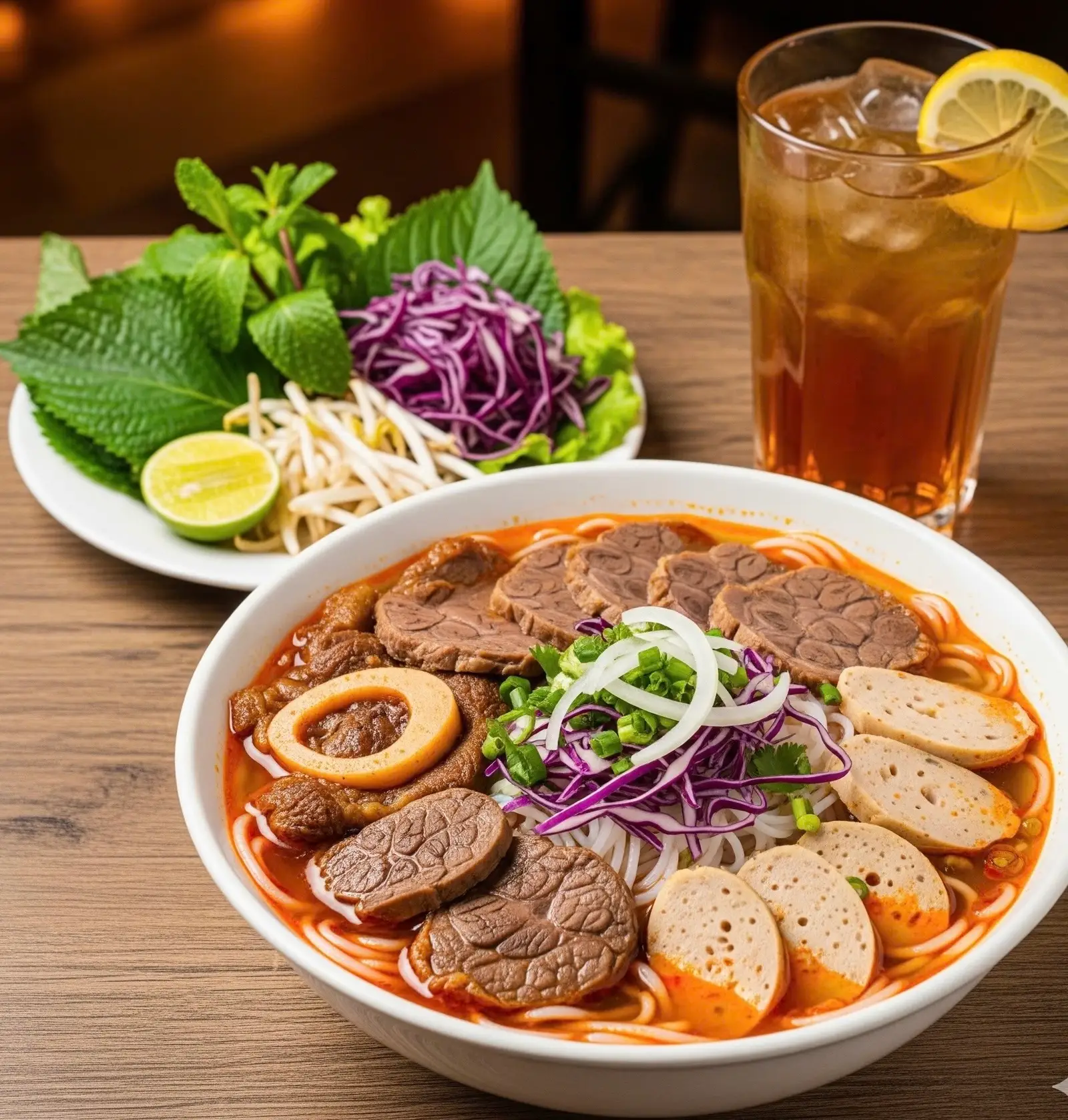 Hình ảnh Combo Bún bò no thanh tao (2 toppings kèm trà đá) 