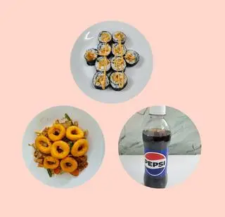 Hình ảnh KImbap tôm - mực chiên xù - pepsi