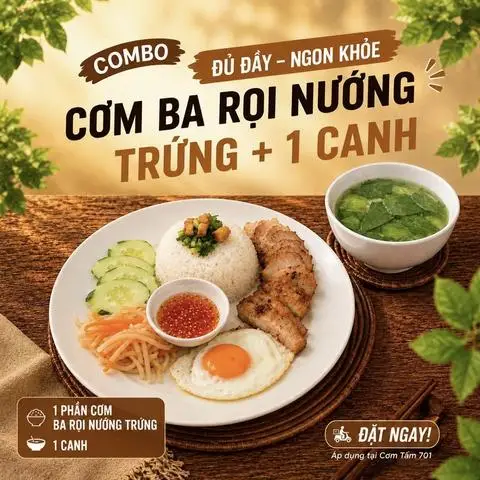 Hình ảnh Combo 4 Cơm Ba Rọi Nướng Trứng + Canh