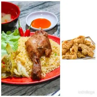 Hình ảnh Cơm Đùi Gà+ Da Gà Chiên Giòn