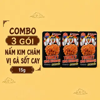 Hình ảnh Combo 3 Gói Nấm Kim Châm Vị Gà Sốt Cay 15g 
