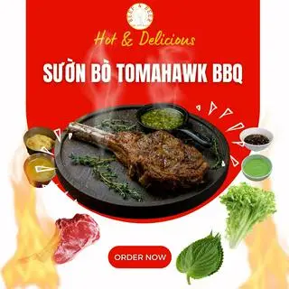 Hình ảnh Sườn bò tomahawk siêu to BBQ - Beef Tomahawk Steak BBQ