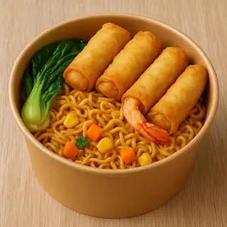 Hình ảnh Mì trộn Indomie chả giò