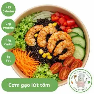 Hình ảnh Cơm Gạo Lứt Tôm Áp Chảo - Brown Rice with Pan-Fried Shrimp