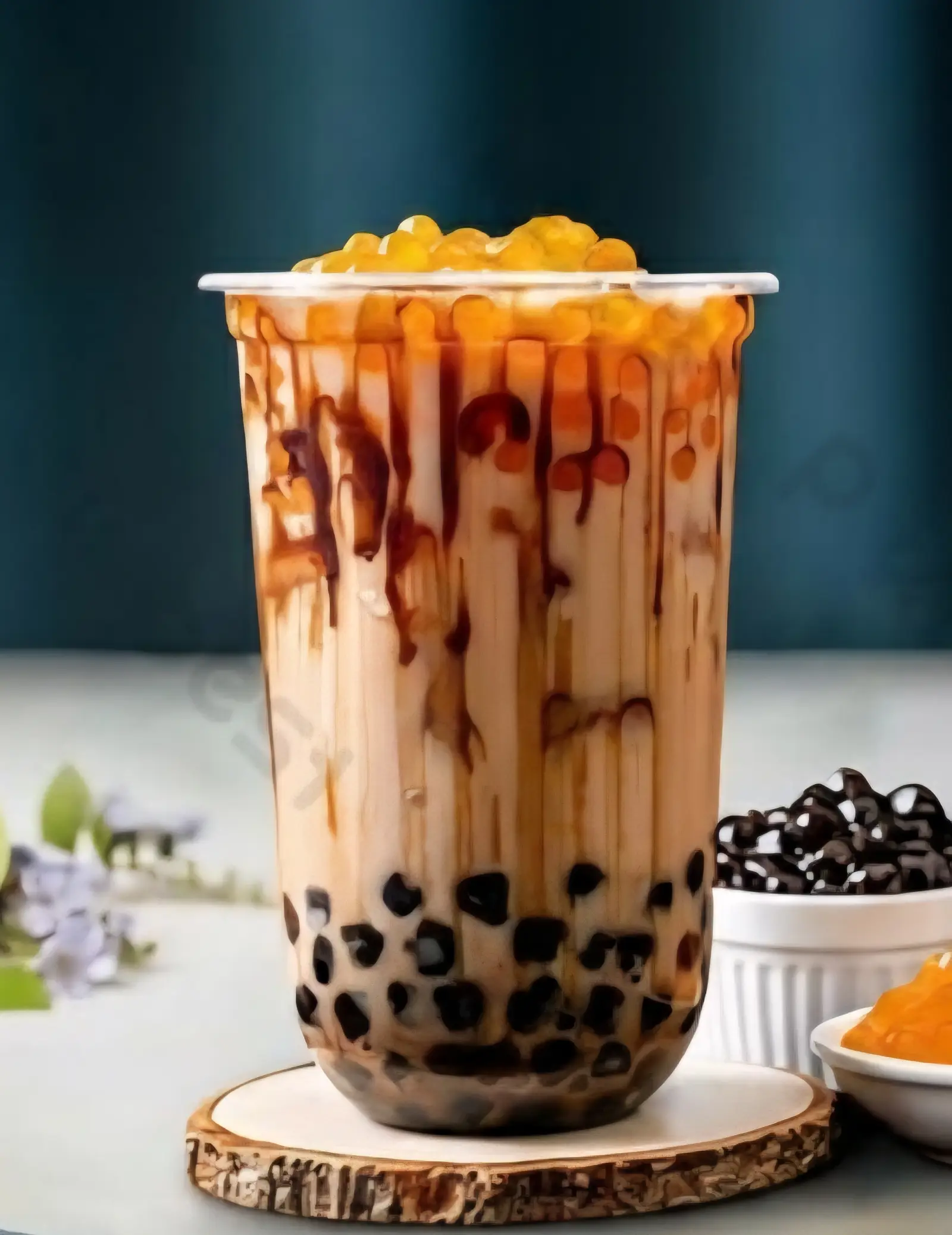 Hình ảnh Sữa tươi trân châu đường đen kem trứng