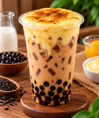 Hình ảnh Trà sữa truyền thống kem trứng vụn dừa