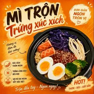 Hình ảnh Mì Trộn Trứng Xúc Xích