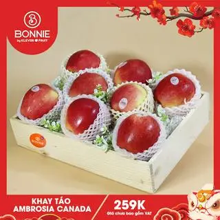 Hình ảnh [TẾT 2026] Set Quà Trái Cây - Khay Gỗ 8 Quả Táo Ambrosia Canada - 259k chưa VAT