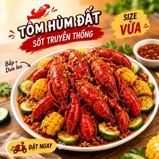 Hình ảnh Size Vừa - Tôm Hùm Đất Sốt Truyền Thống Cay - Bắp Dưa Leo