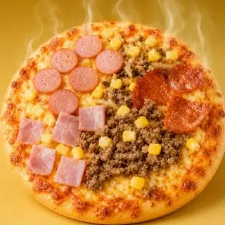 Hình ảnh pizza mix Bò - xúc xích (size 18cm)