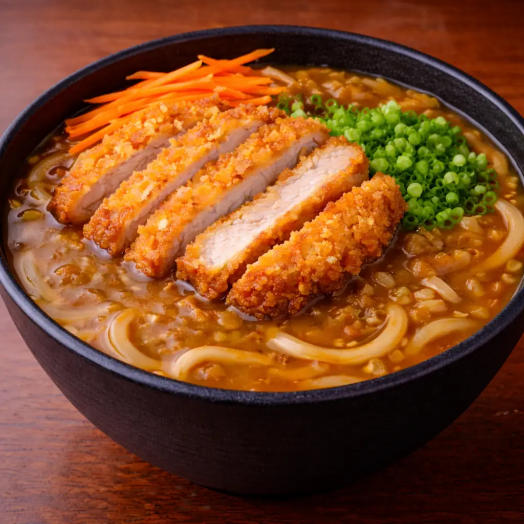 Hình ảnh Mì Udon Cà Ri Heo Chiên Xù | 豚カツカレーうどん