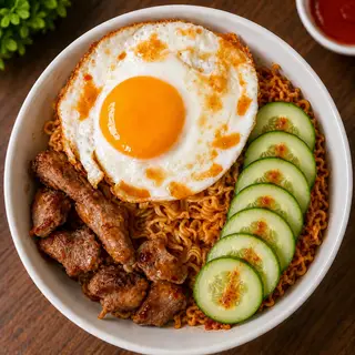 Hình ảnh Mì Sốt Chua Cay Thịt Heo Trứng 